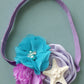 Justmydress Starfish Bow Headband Hair Clips Pin Hair Bow Band Baby Girls Mermaid Headband Jbc27 (-Purple Flower)