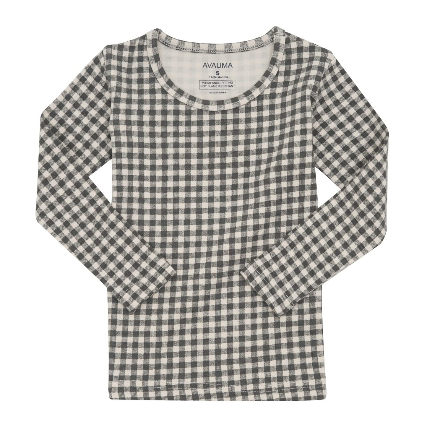 Avauma Baby Boys Girls Pajama Set 6M-7T Kids Cute Toddler Snug Fit Pattern Design Pjs Cotton Sleepwear (Check.Charcoal.Xs)