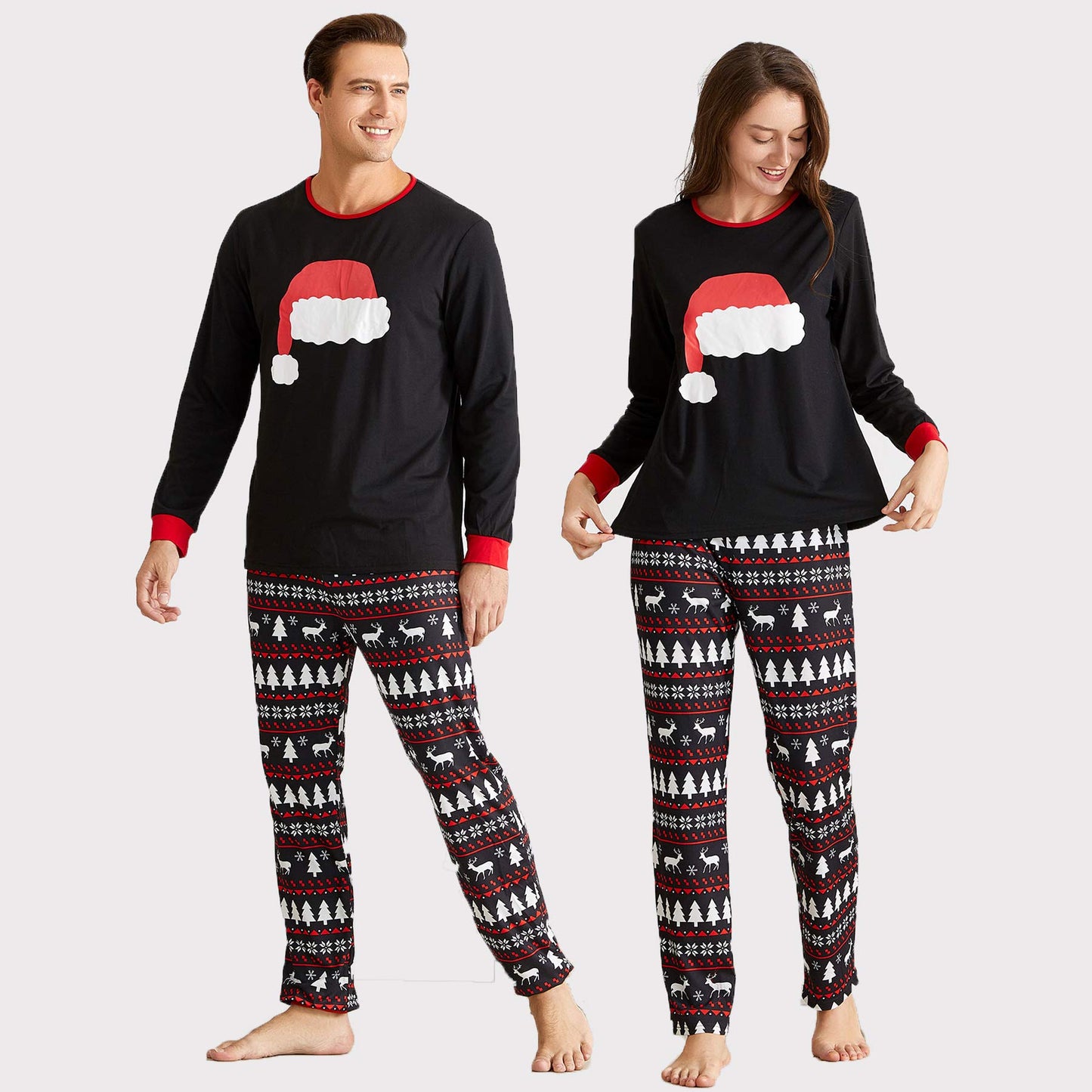 Iffei Matching Family Pajamas Sets Christmas Pj'S With Santa Hat Tee And Festival Style Pants Loungewear With Pocket 3-6 Months