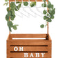 Barydat Large Wooden Baby Shower Crate Closet with Handle and Garland, 17.7inch Baby Shower Basket for Newborn Girl Boys Gifts P