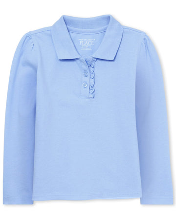 The Children'S Place Baby Girls And Toddler Girls Long Sleeve Ruffle Pique Polo, Daybreak, 4T