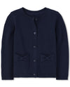 The Children'S Place Baby Toddler Girls Bow Pocket Cardigan, Tidal, 4T