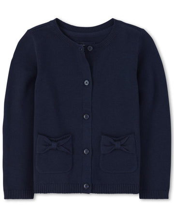 The Children'S Place Baby Toddler Girls Bow Pocket Cardigan, Tidal, 4T