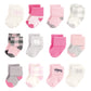 Hudson Baby Unisex Cotton Rich Newborn And Terry Socks, Pink Moose, 0-6 Months