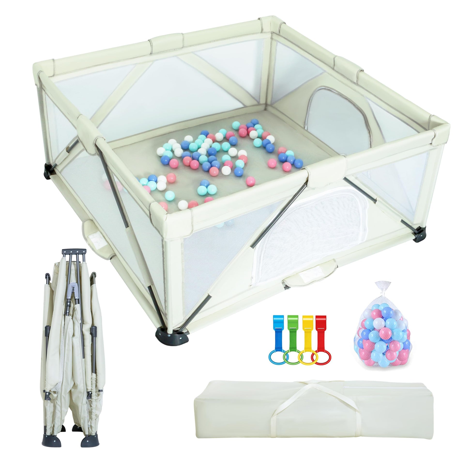Baby Playpen Foldable 71X71 inch, Large Play Yard,Playpen for Babies and Toddlers, Play Pens for Babies and Toddlers with Gate, 