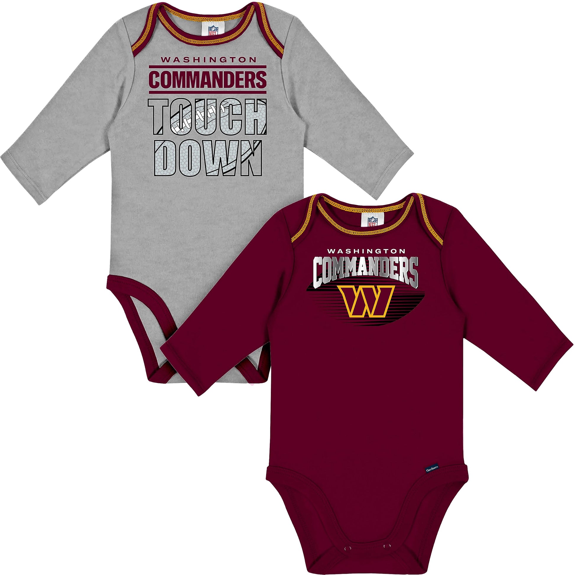 Nfl Gerber Baby Boys' 2 Pack Long Sleeve Bodysuit, Team Color, 3-6 Months