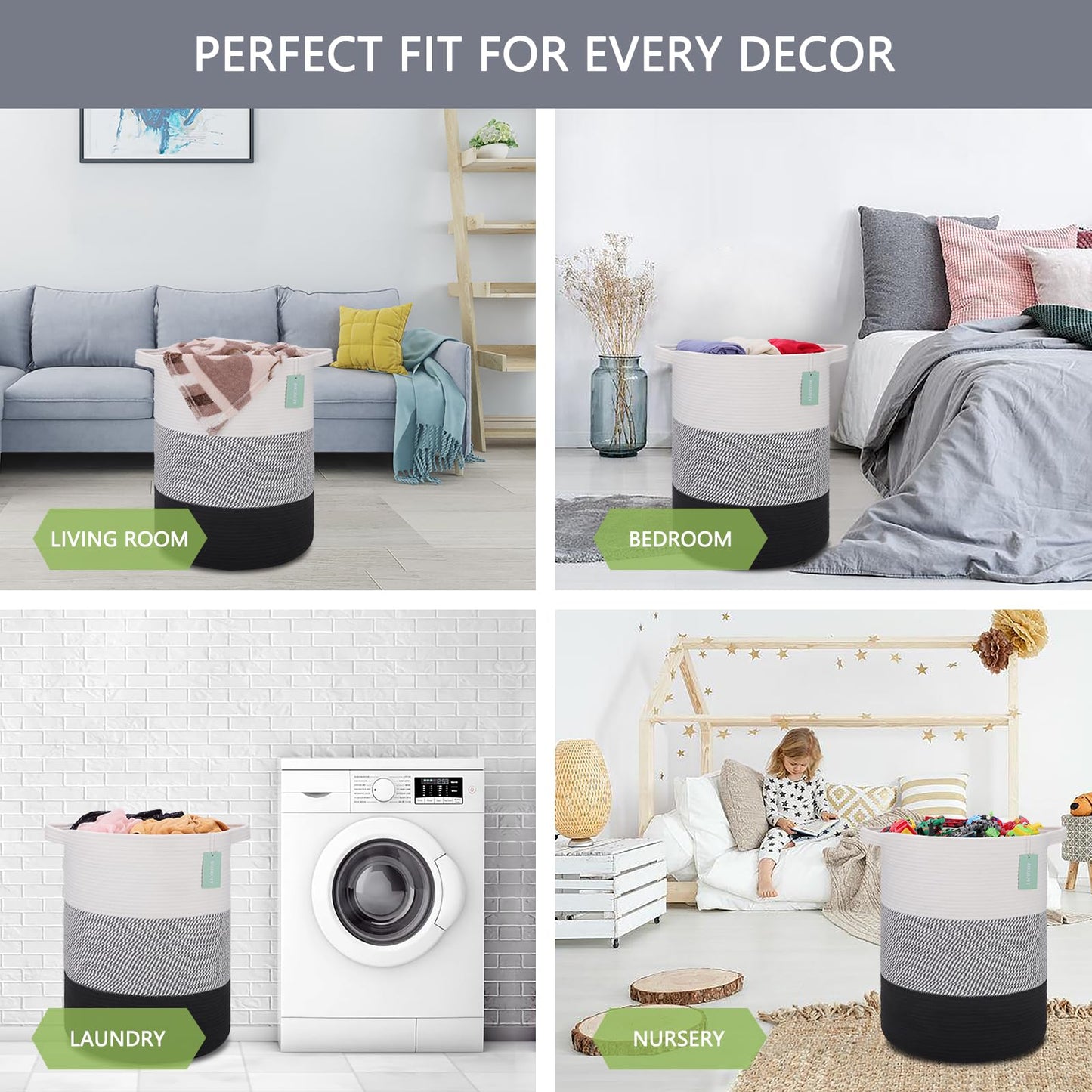 Bosroty Large Laundry Hamper Basket For Girls Boys Kids 72L, Nursery Hamper, Blanket Basket, Clothes Basket Laundry, Tall Laundr