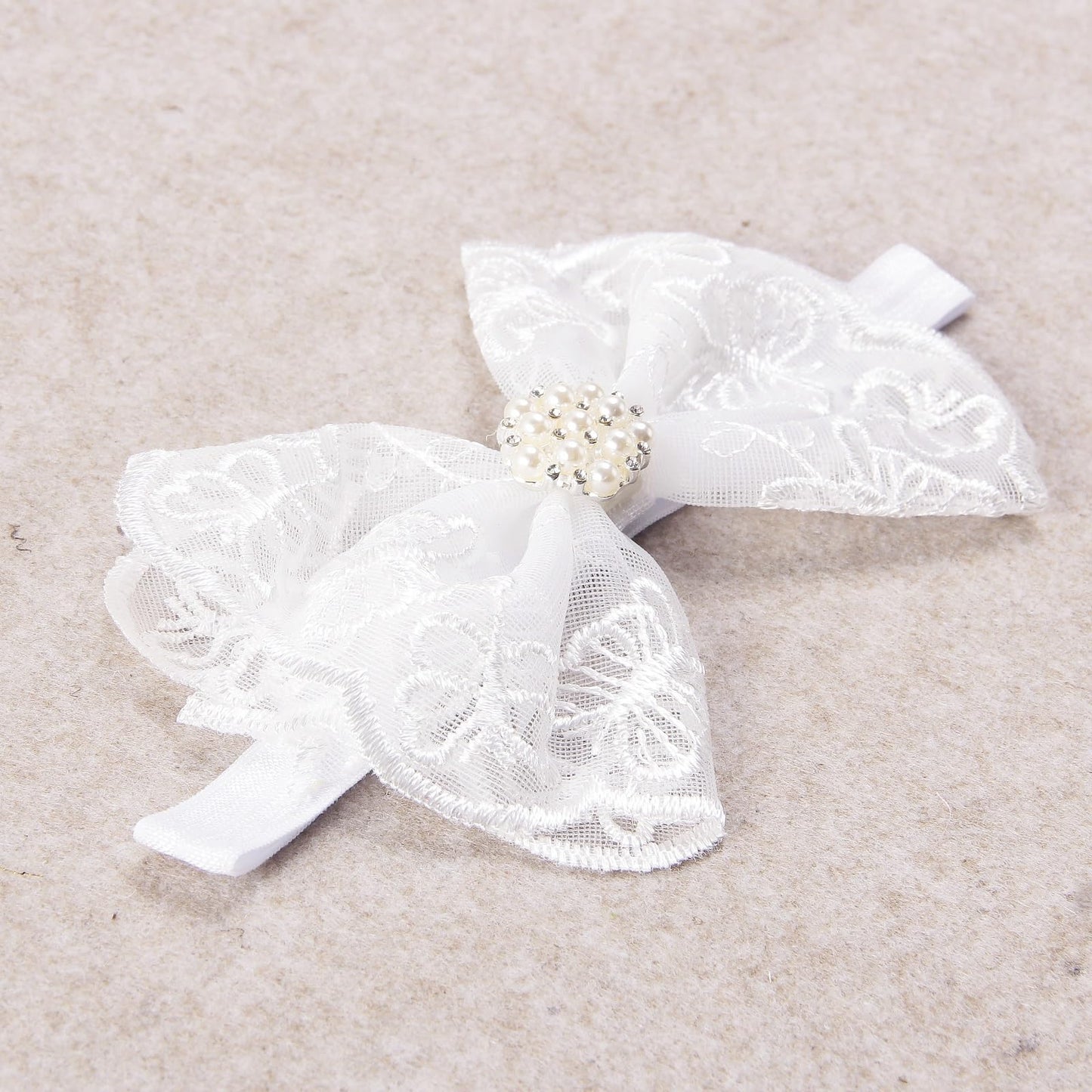 Nishine 2 Pack Baptism White Newborn Bowknot Headbands Baby Christening Hair Bows Headwrap Toddler Hairband (Pearl Button)