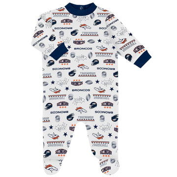 Gerber Nfl Denver Broncos 3 Pack Bodysuit Sleep N Play Footie Cap Registry Gift Set, Blue/White/Orange Denver Broncos, 3-6M