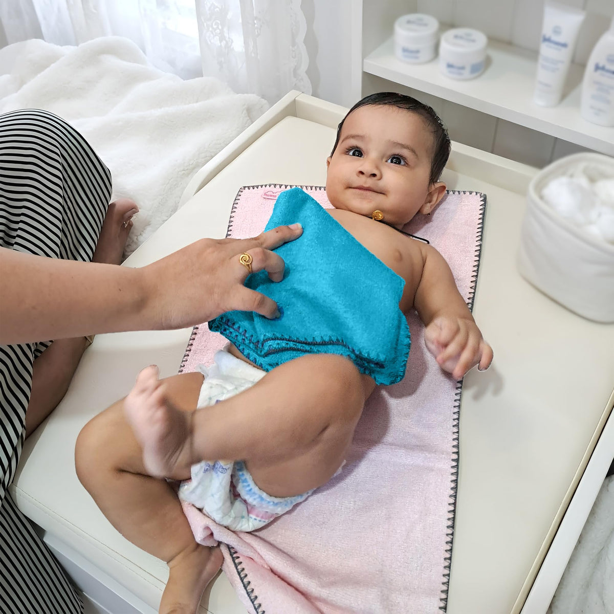 MummaS Touch Puresoft Bamboo Baby Wash Towel  Aqua  Pack Of 3 | Ultra Soft & Absorbent | Gentle Bamboo Fiber | 024 Months | 