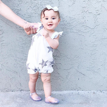 Babysoy 100% Organic Cotton Baby Girl Tank Romper (Thunder, 0-3 Months)
