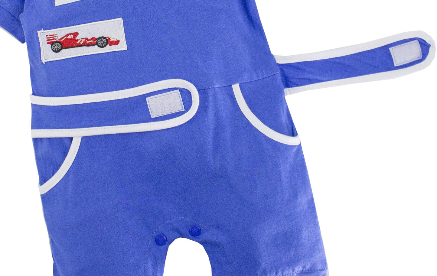 Stylesilove Baby Boy Short Sleeves Chic Car Racer Cotton Romper Halloween Baby Boy Clothes (Blue, 95/18-24 Months)