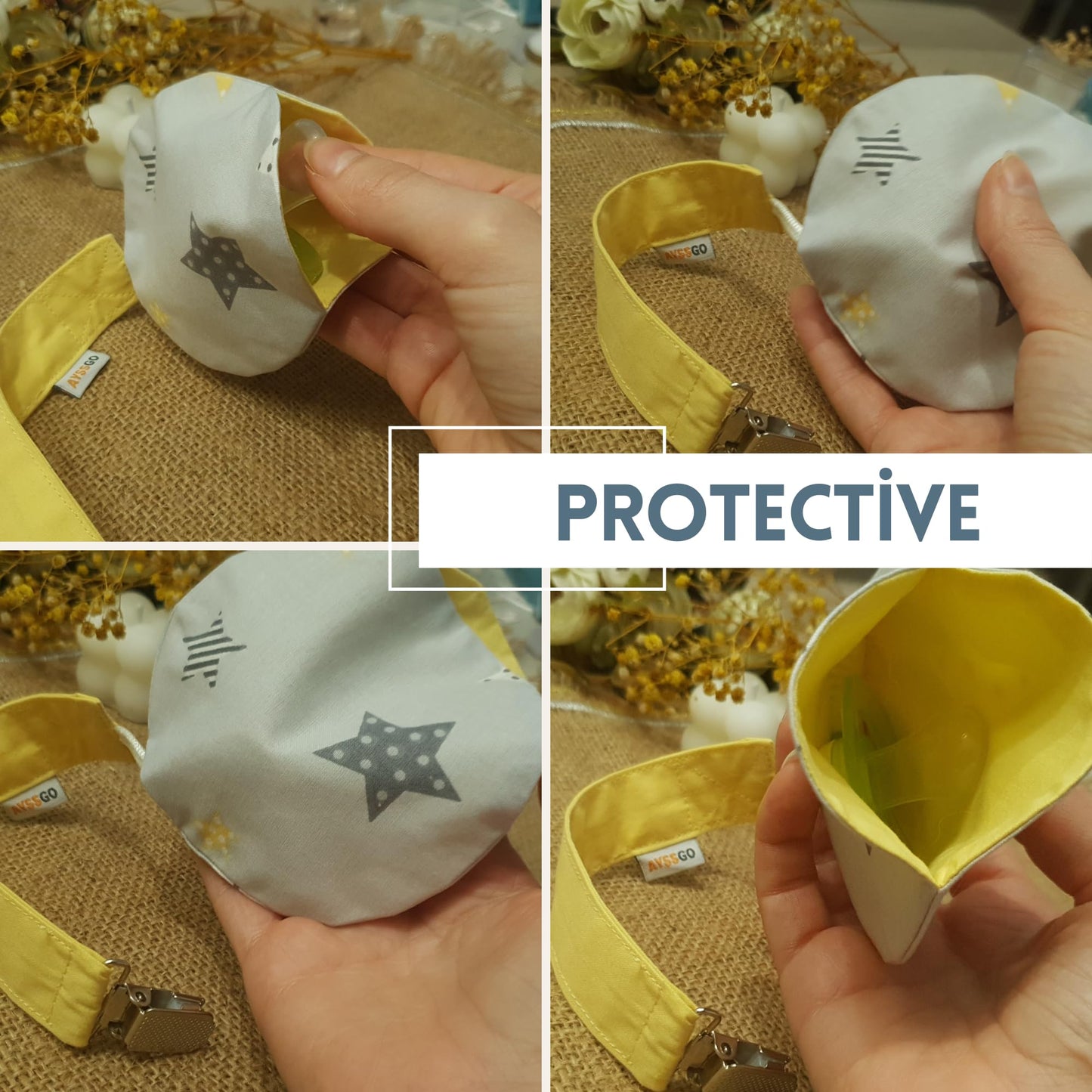Necktie Pacifier Clip & Protective Round Holder - Adjustable, Handmade & Ultra Durable, 2-Pack, 100% Cotton, Safe & Stylish