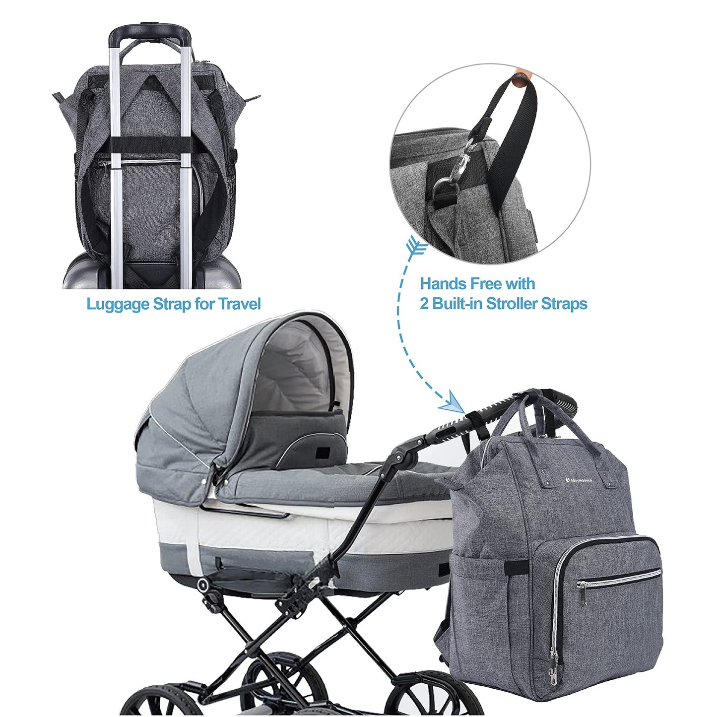 Besypro Baby Backpack Diaper Bag With Portable Changing Pad Multifunctional Large Unisex Nappy Changing Bags With Insulated Pock