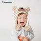Langzhen Toddler Kids Infant Winter Hat,Earflap Knit Warm Cap Fleece Lined Beanie For Baby Boys Girls (Bear -Beige Stripe, 12-24