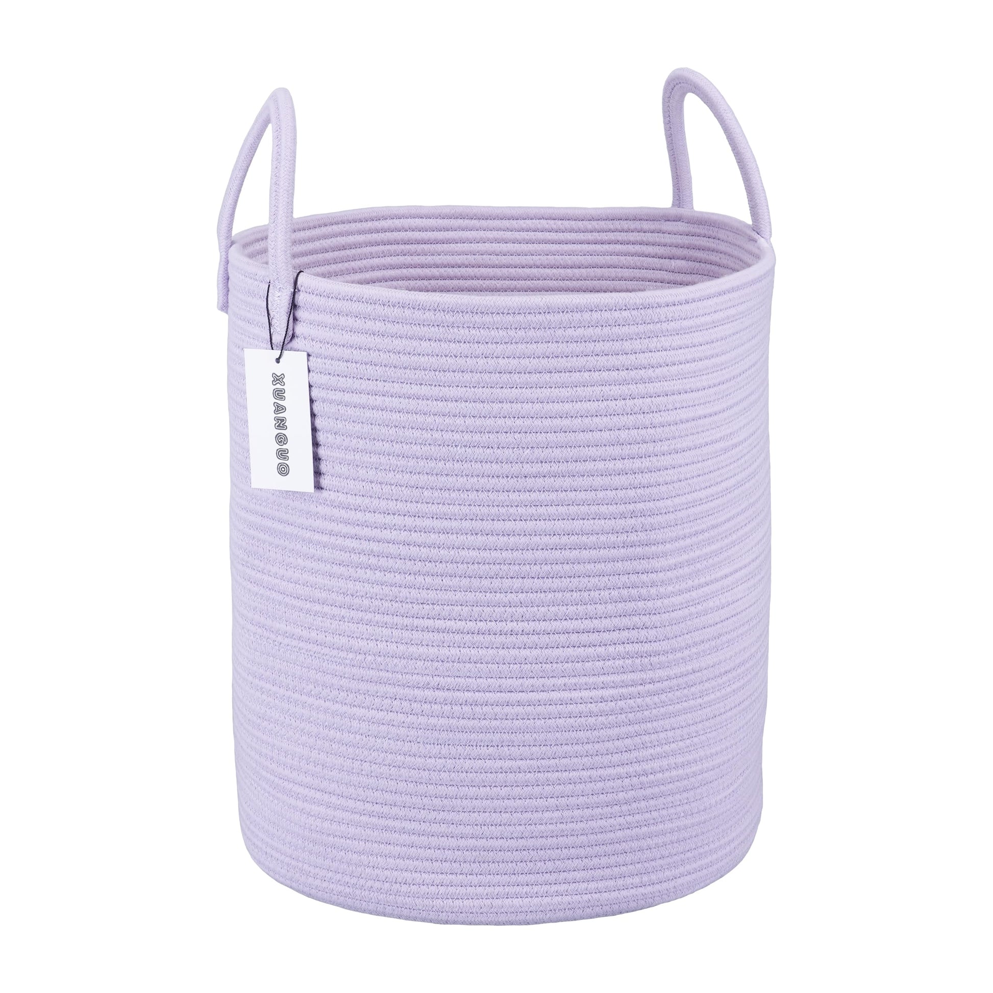 Xuanguo Rope Laundry Basket Hamper For Clothes Woven Storage Basket For Living Room Bedroom Boho Tall Rope Baskets For Blanket T