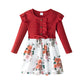Patpat Toddler Girl'S Floral Dress Ribbed Ruffle Long-Sleeve Spring Rose Valentine Dresses Red 5-6 Years
