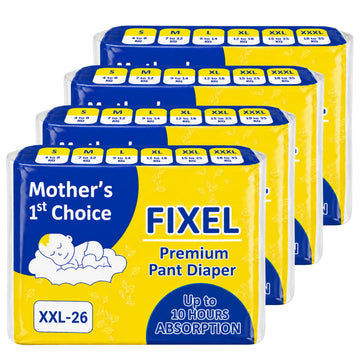 Fixel Baby Diapers Pants Double Xl Xxl Size Pack Of 4 (104 Pieces)