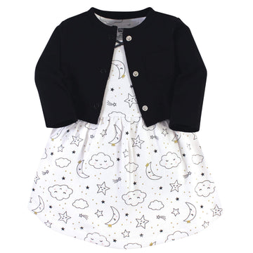 Hudson Baby Baby Girls Cotton And Cardigan Set Casual Dress, Dreamer, 5T Us