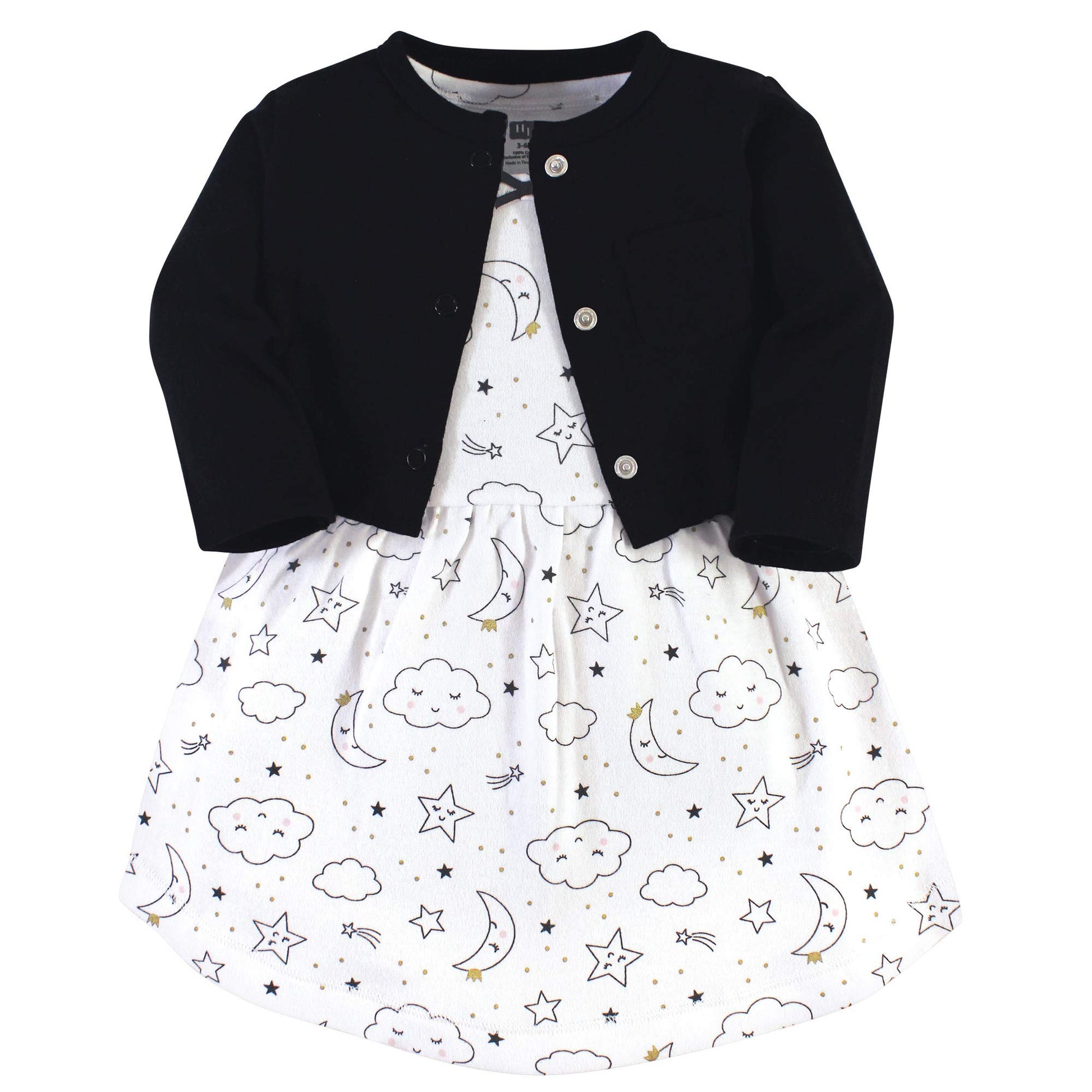 Hudson Baby Baby Girls Cotton And Cardigan Set Casual Dress, Dreamer, 2T Us
