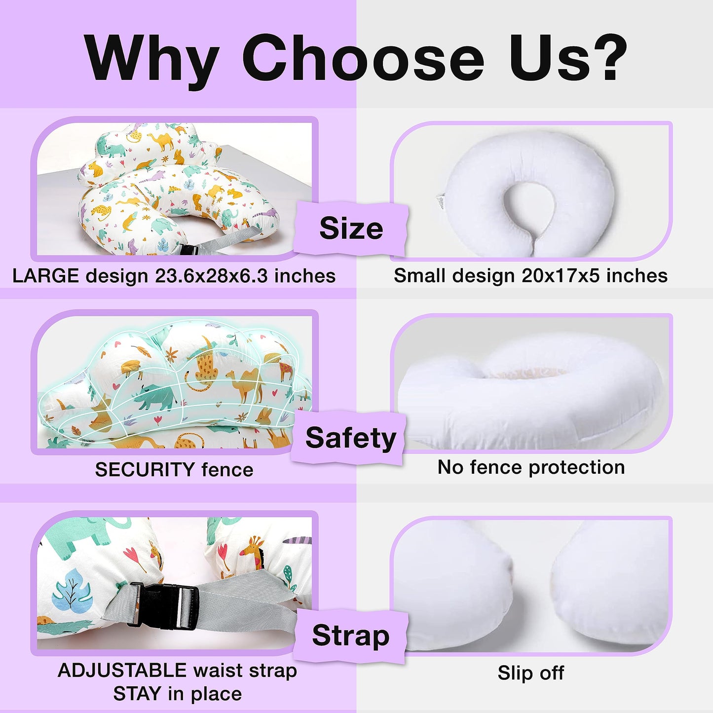 Pillani Nursing Pillow, Plus Size Breastfeeding Pillows For Enhanced Support & Comfort For Mom & Baby, Removable Cotton Cover, A
