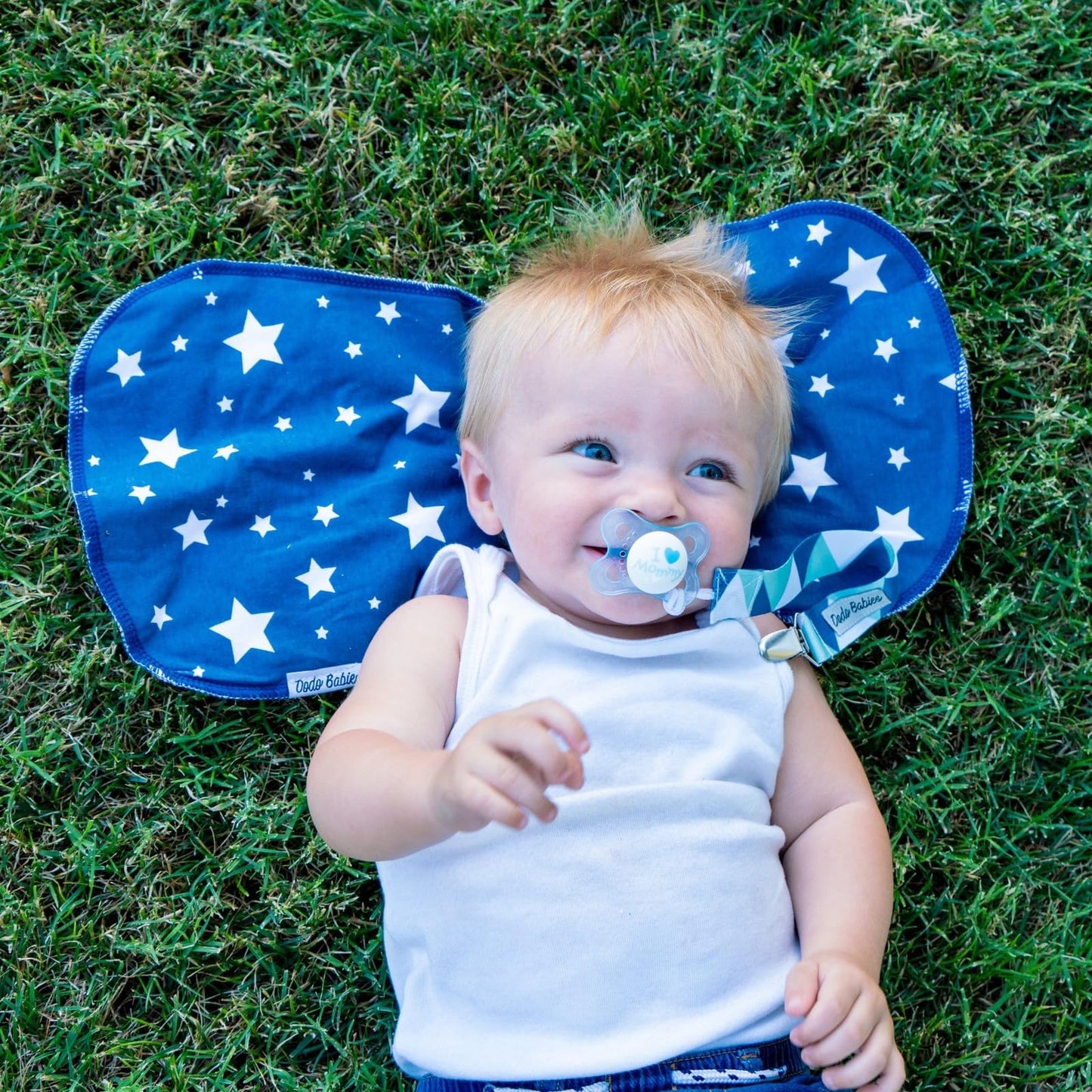 Dodo Babies 5-Pack Baby Burp Cloths - Soft, Absorbent Cotton Burp Cloths - includes Pacifier Case and 2 Pacifier Clips - Colors: