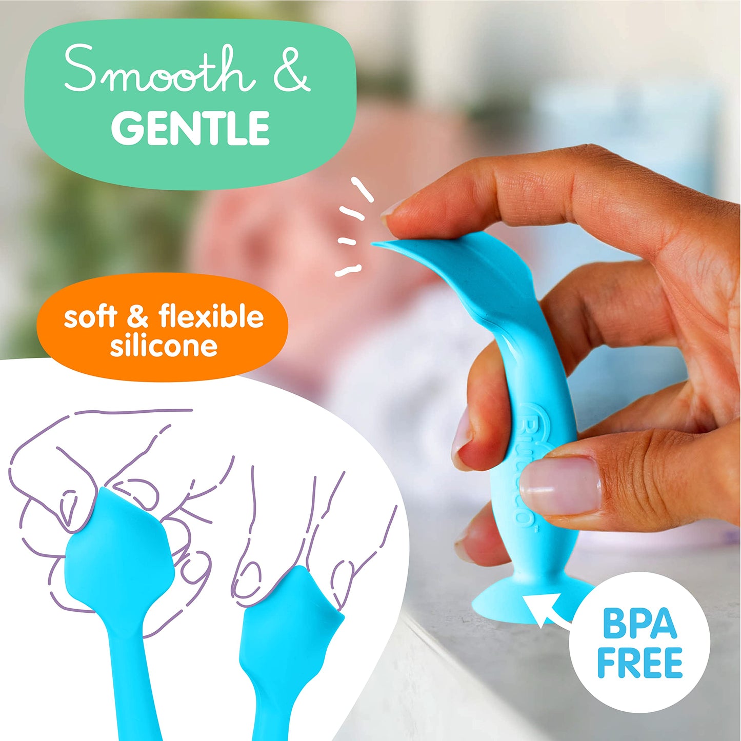Bumco Mini Baby Diaper Cream Spatula With Case - Bpa-Free Silicone Diaper Spatula With Suction Cup, Wipe-Clean Baby Bum Brush, M