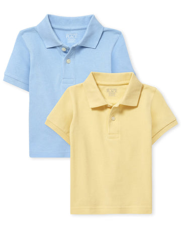 The Children'S Place Baby 2 Pack And Toddler Boys Short Sleeve Pique Polo, Brook/New Yellow, 4T