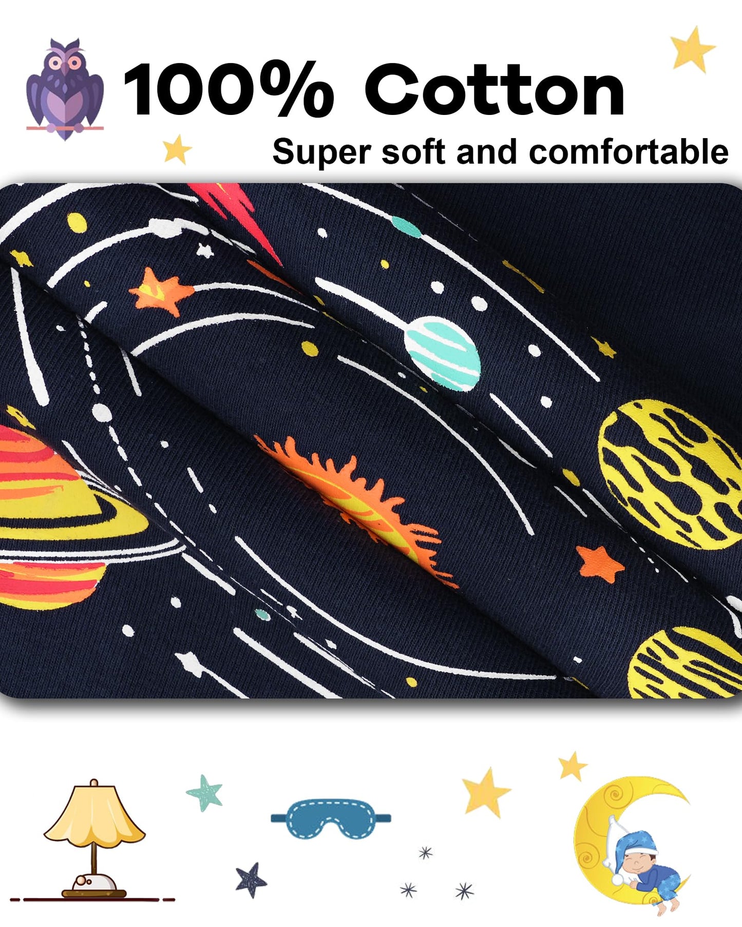 Daughter Queen Boys Pajamas 18-24 Months Summer Pjs Space Pj Sets Baby Toddler 100% Cotton Short Sleeve Jammies Solar System Sle
