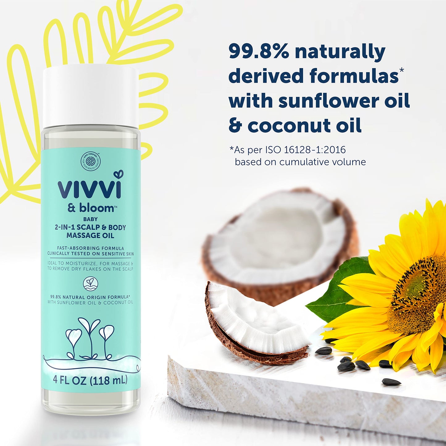 Vivvi & Bloom Gentle 2-In-1 Baby Scalp & Body Massage Oil, Fast Absorbing Formula Ideal To Moisturize, For Massage To Remove Dry