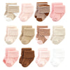 Hudson Baby Unisex Baby Cotton Rich Newborn And Terry Socks, Pink Tan Stripe, 6-12 Months