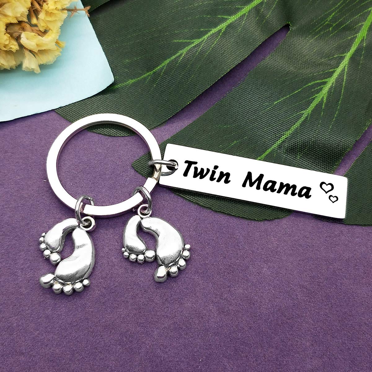 Twin Mom Gift Keychain New Mom Gift Jewelry Mommy To Be Gift Mother Of Twins Jewelry Twin Mama Keyring Key Chain Pregnant Gift T