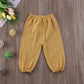Toddler Baby Boys Girls 3 Pack Cotton Linen Bloomers Pants Solid Color Basic Plain Baby Clothes Joggers(E-Yellow Green White,3-4