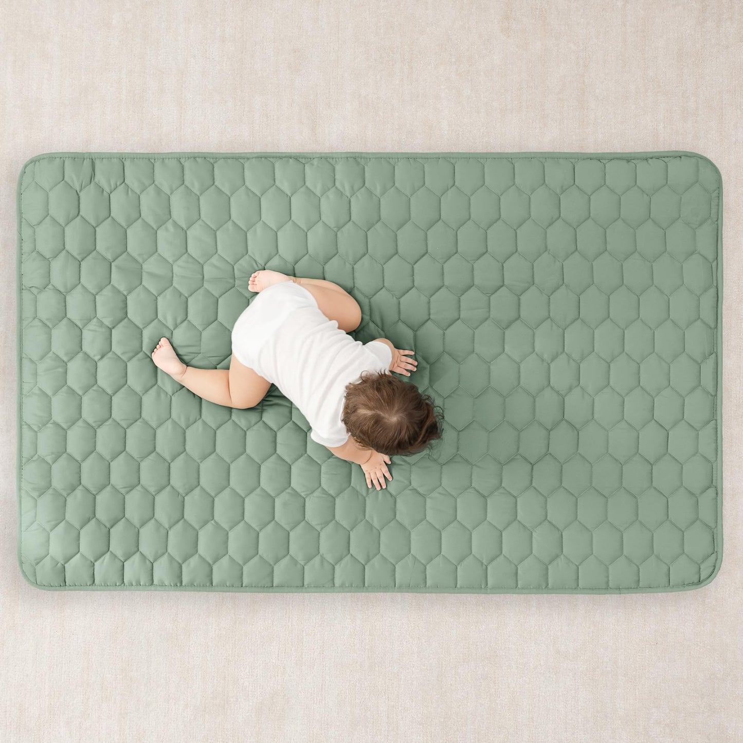 Comfy Cubs Rectangle Kids Play Mat - Small 36 X 60 Inches Soft Quilted Baby Floor Mat With Non-Slip Bottom - Plush Design For To