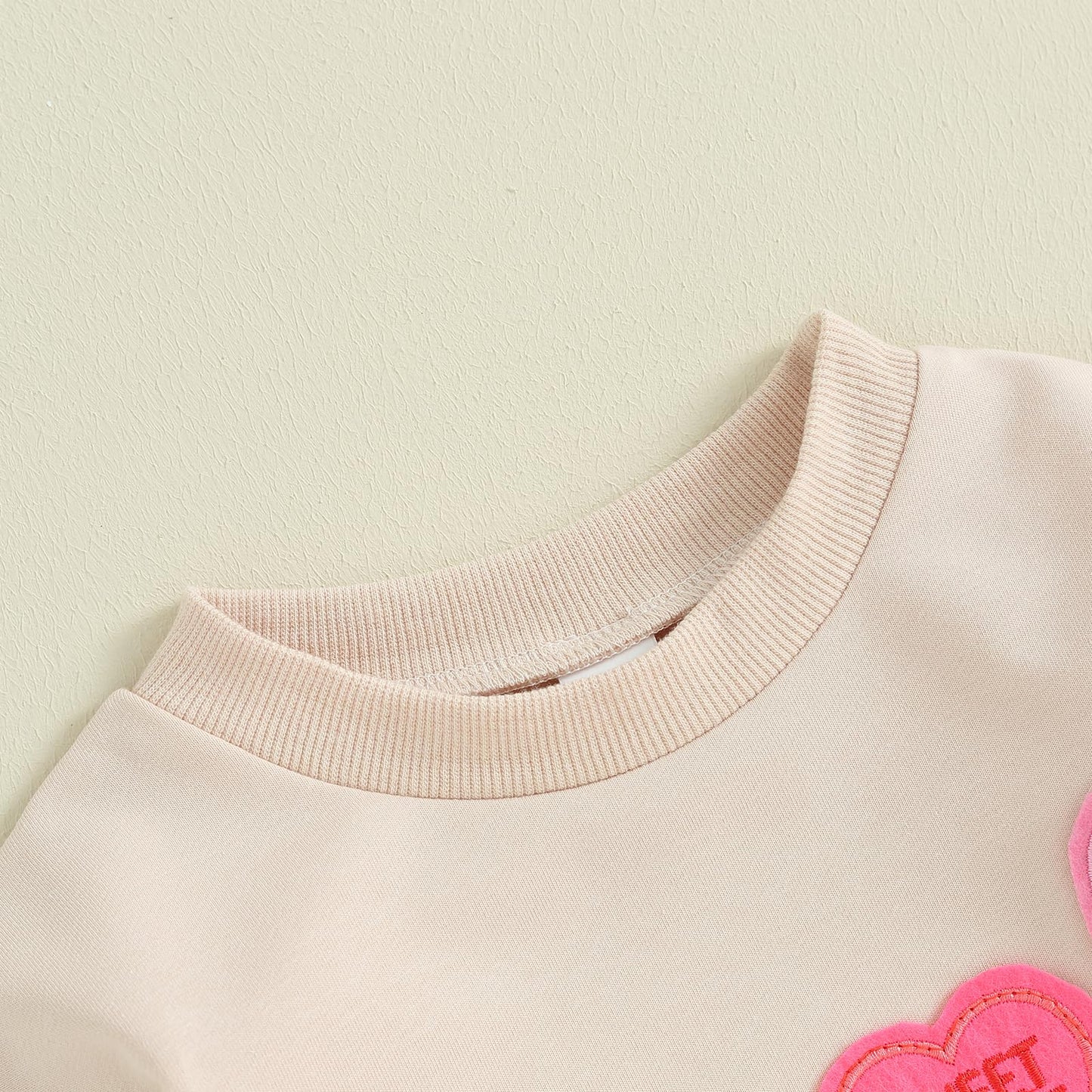 Socutebabe Valentines Day Baby Girl Boy Outfit Embroidered Heart Sweatshirts Bubble Romper Onesie Long Sleeve Toddler Clothes (C