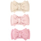 JOYOYO 3 Pcs Soft Wide Turban Baby Headbands with Double-Layer Bow for Baby Girls, Newborns, Toddlers(Beige, Pearl Pink, Pink)