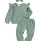 Mioglrie Newborn Baby Girl Clothes Top Pants Outfits Set Cotton Baby Girl Stuff Ruffle Baby Girls' Clothing Baby Girl Gifts Gree