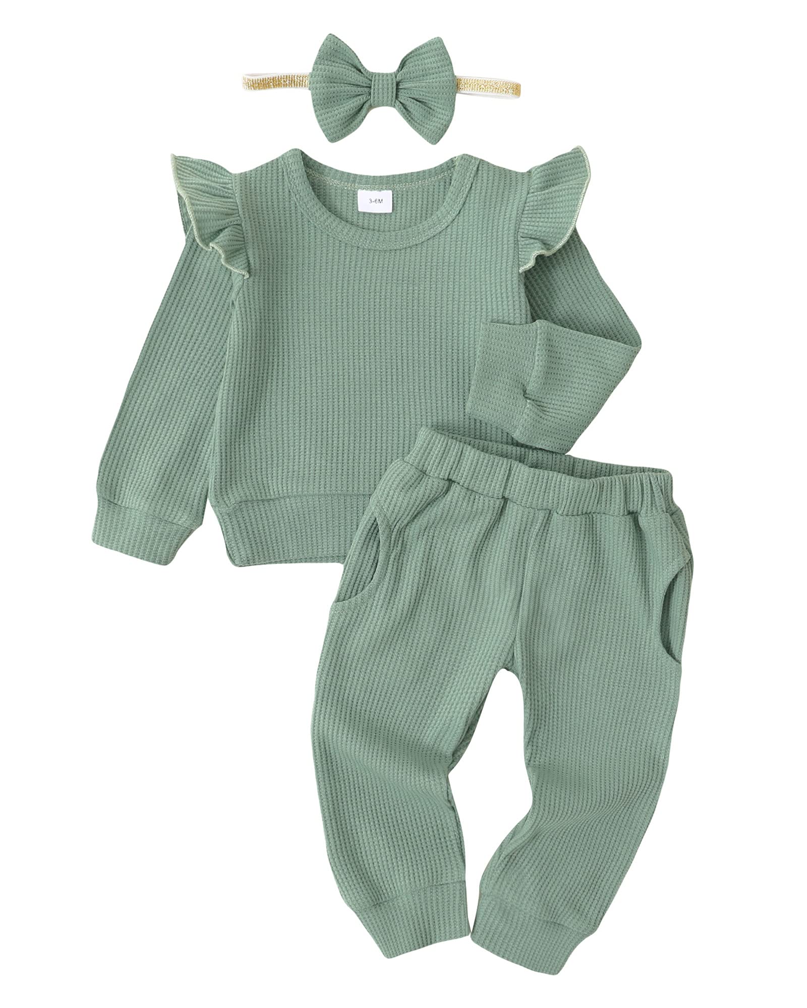 Mioglrie Infant Baby Girl Clothes Top Pants Outfits Set Ruffle Baby Girl Stuff B WBBAPB09DL2FHMS
