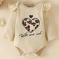 Newborn Infant Baby Girl Clothes Fall Winter Outfits Long Sleeve Clothing Onesie Pant Set Gifts 12-18 Months Ecru Leopard