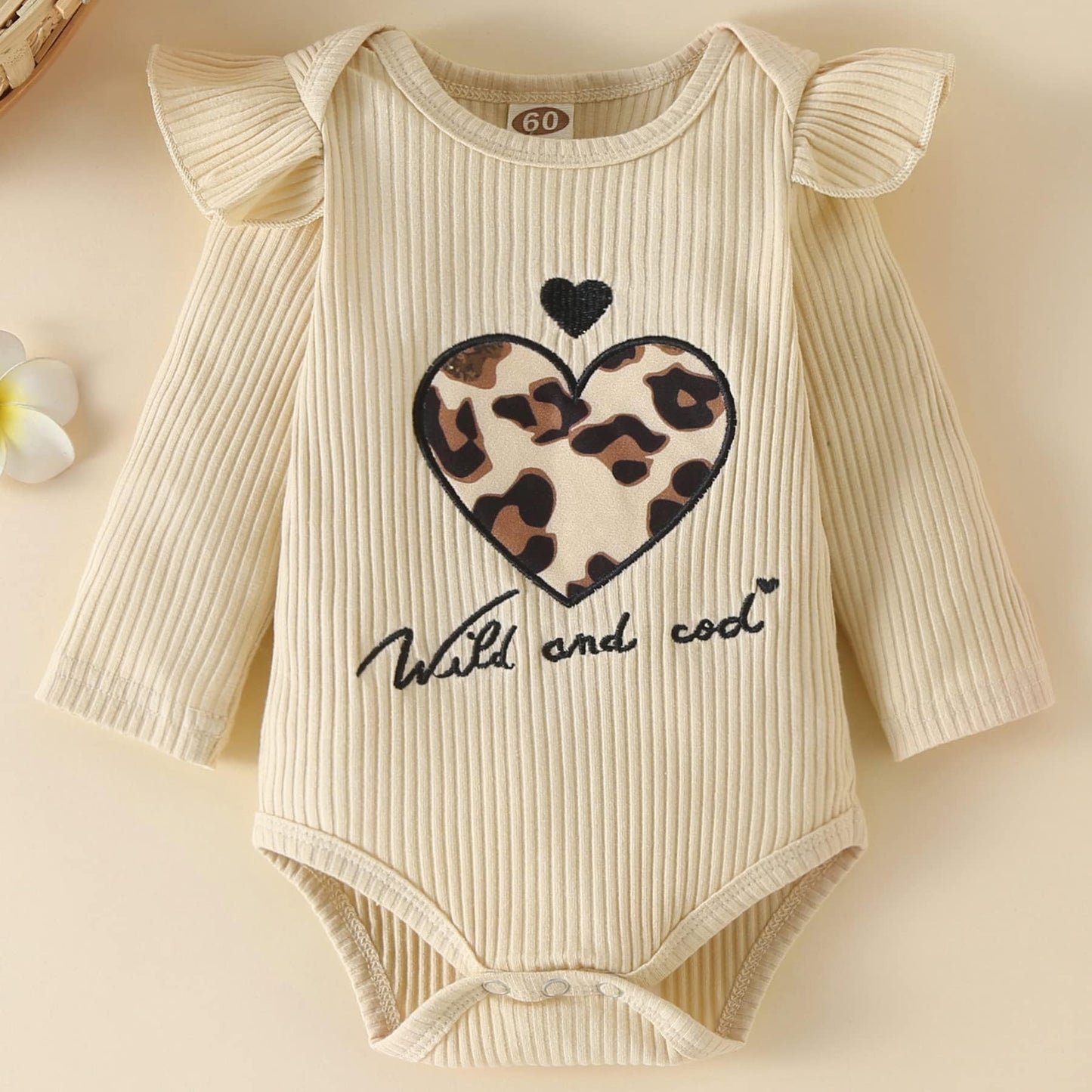 Newborn Infant Baby Girl Clothes Fall Winter Outfits Long Sleeve Clothing Onesie Pant Set Gifts 12-18 Months Ecru Leopard