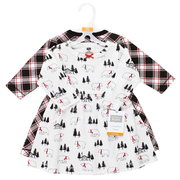 Hudson Baby Infant And Toddler Girl Cotton Dresses, Winter Bear, 12-18 Months