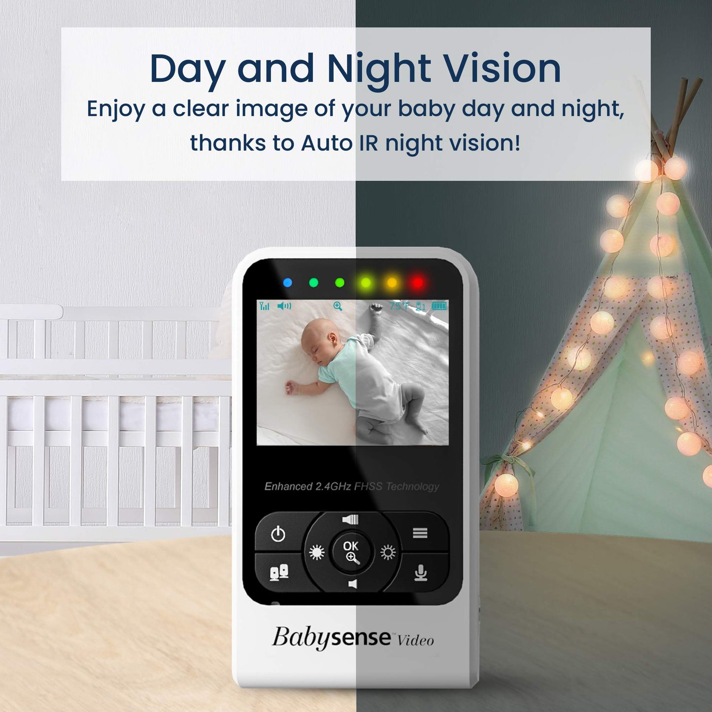 Babysense New Video Baby Monitor With Camera And Audio, Long Range, Room Temperature, Infrared Night Vision, Two Way Talk Back,