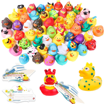 150 Pcs Cruise Ducks Tags Kits Includes 50 Pcs Cruising Ducks with 50 Pcs Cruise Duck Tags and 50 Pcs Rubber Bands Random Assort