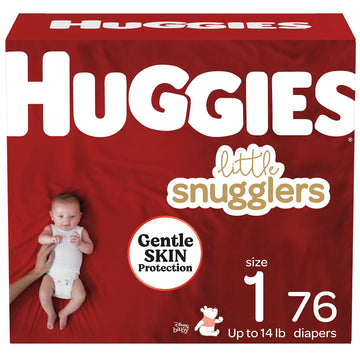 Baby Diapers Size 1, 76Ct, Huggies Little Snugglers, Gentle Skin Protection