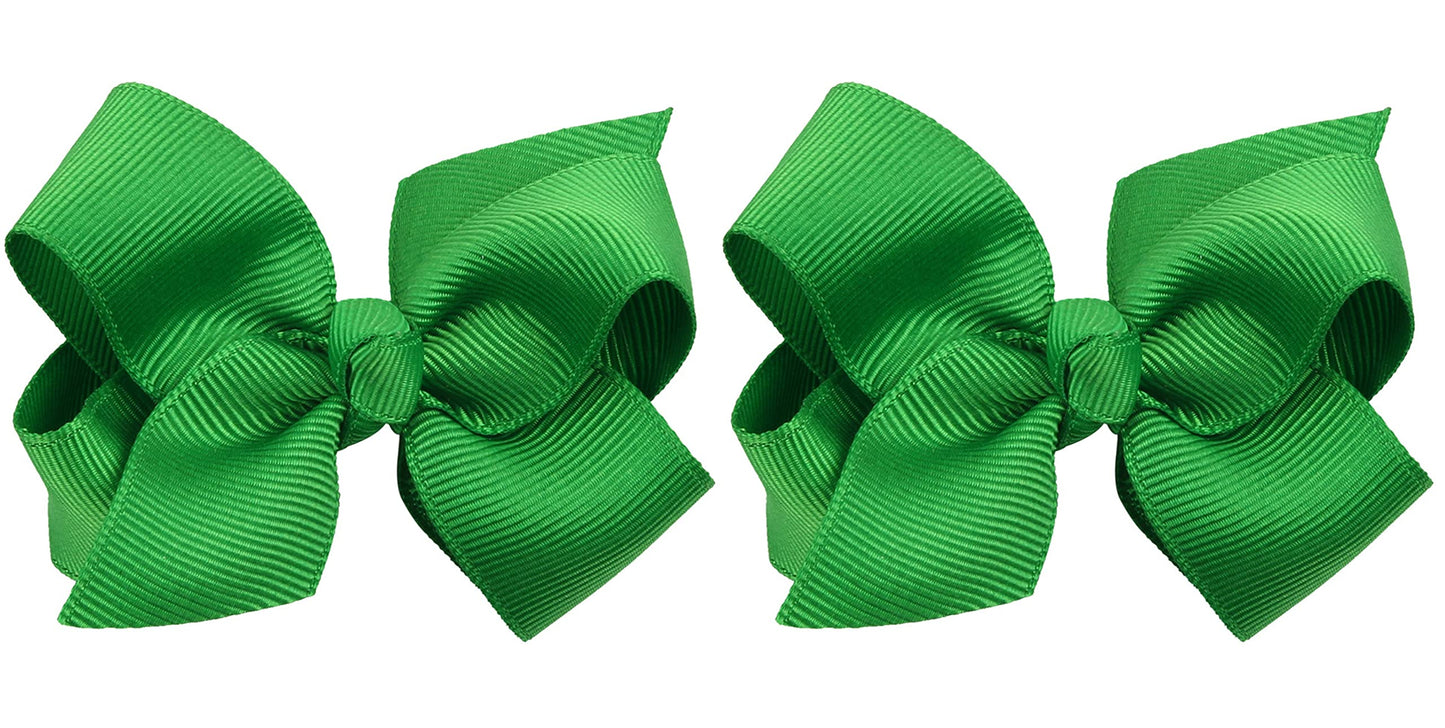 Zoonai 3 Inch Baby Girl Hair Bows Boutique Hair Clip Teens Toddlers Hairpin Headwear - Set Of 2 (Green)