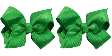 Zoonai 3 Inch Baby Girl Hair Bows Boutique Hair Clip Teens Toddlers Hairpin Headwear - Set Of 2 (Green)
