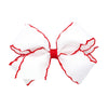 Wee Ones Baby Girls Medium Classic Grosgrain Moonstitch Hair Bow on a WeeStay Clip - White w/Red Stitching,One Size