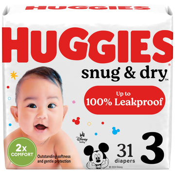 Huggies Size 3 Diapers, Snug & Dry Baby Diapers, Size 3 (16-28 Lbs), 31 Count, Packaging May Vary
