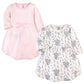 Touched By Nature Baby Girls Organic Cotton Short-Sleeve And Long-Sleeve Dresses Casual Dress, Pink Elephant Long Sleeve, 3T Us