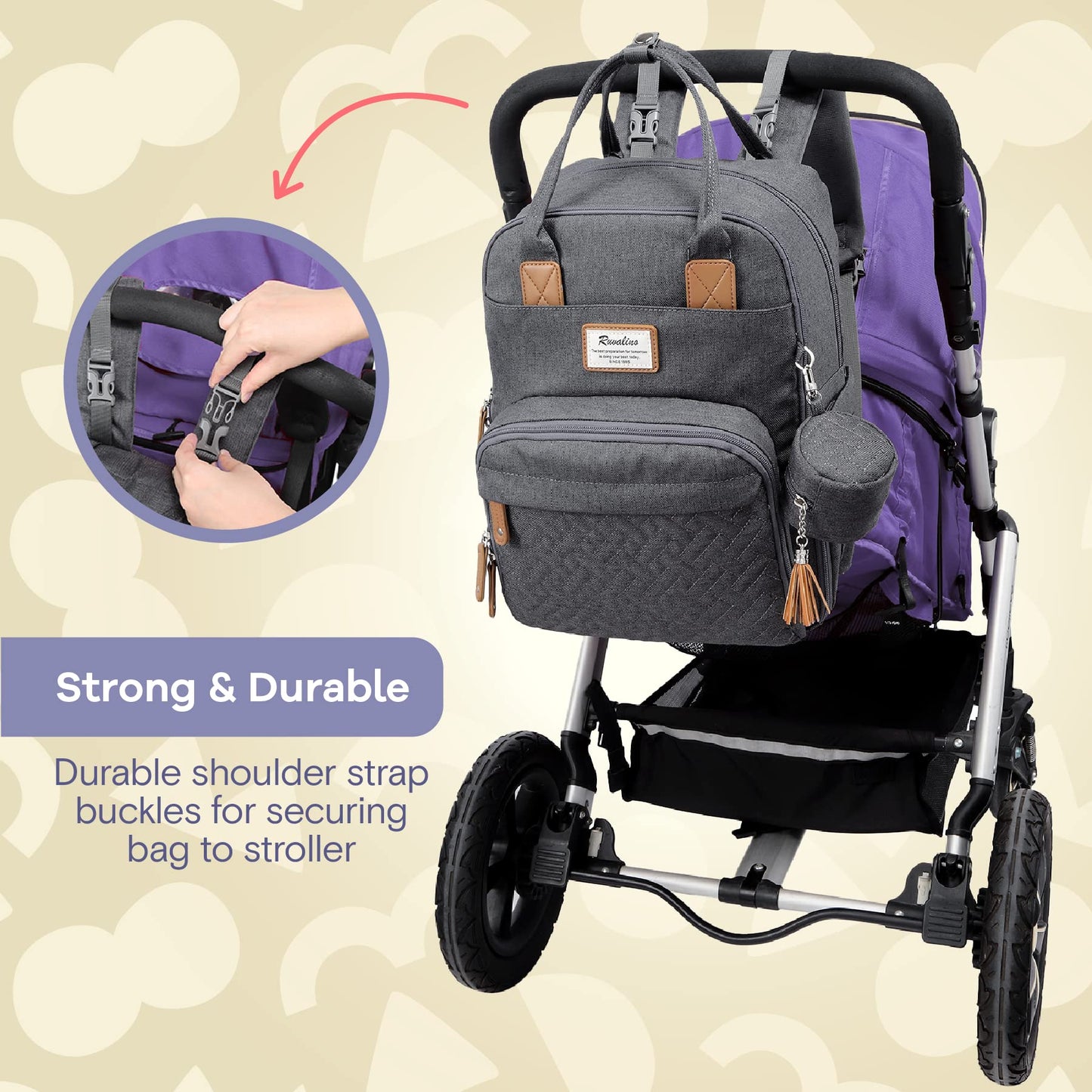 Ruvalino Diaper Bag Backpack, Neutral All-In-One Baby Bags For Boy Girl, Multifunction Large Travel Backpack (Dark Gray)